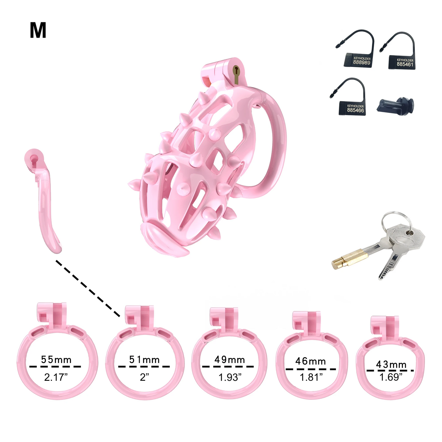 Pink Chastity Cage with Removable Soft Silicone Spikes