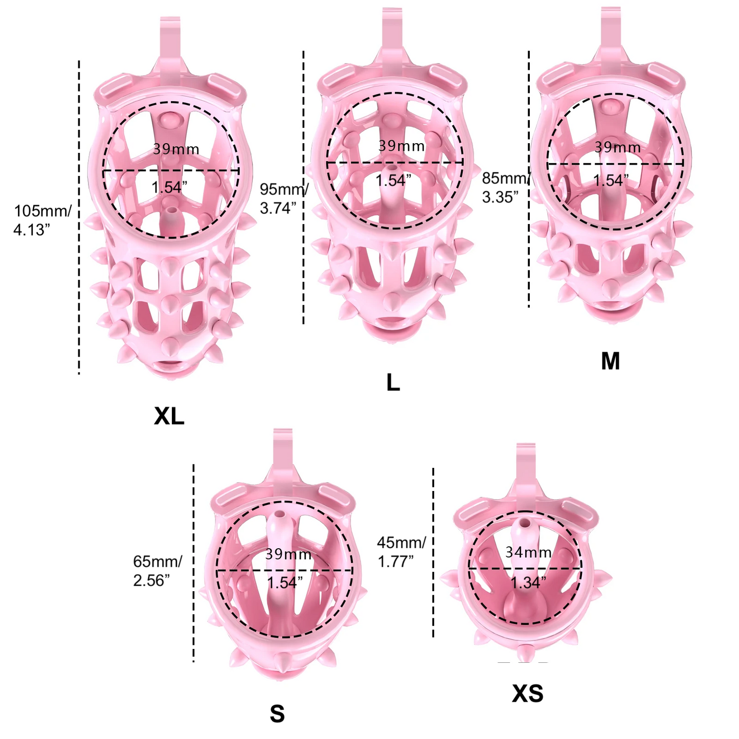 Pink Chastity Cage with Removable Soft Silicone Spikes