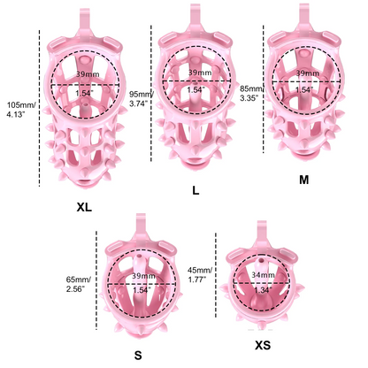 Pink Chastity Cage with Removable Soft Silicone Spikes