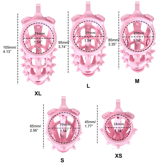 Pink Chastity Cage with Removable Soft Silicone Spikes