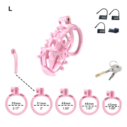 Pink Chastity Cage with Removable Soft Silicone Spikes