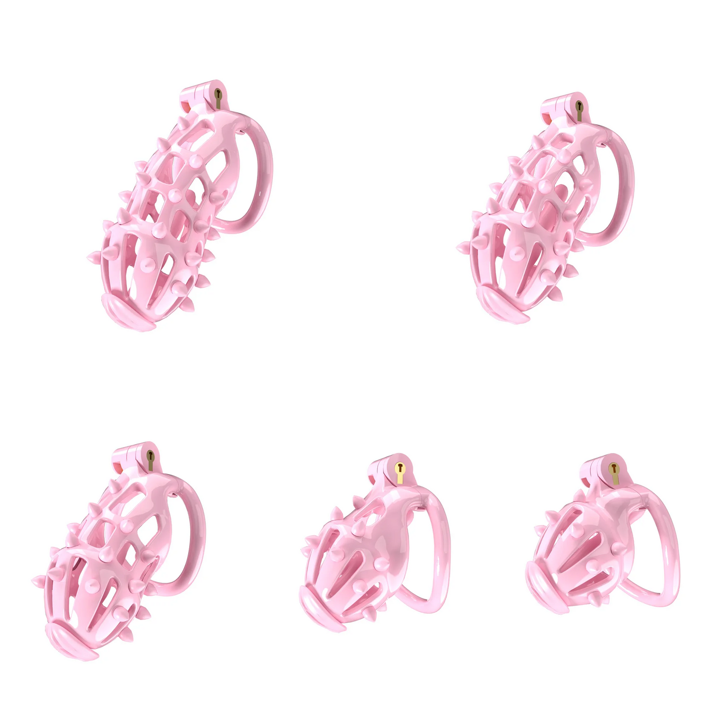 Pink Chastity Cage with Removable Soft Silicone Spikes