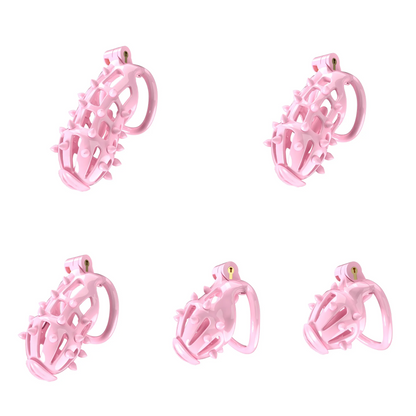 Pink Chastity Cage with Removable Soft Silicone Spikes