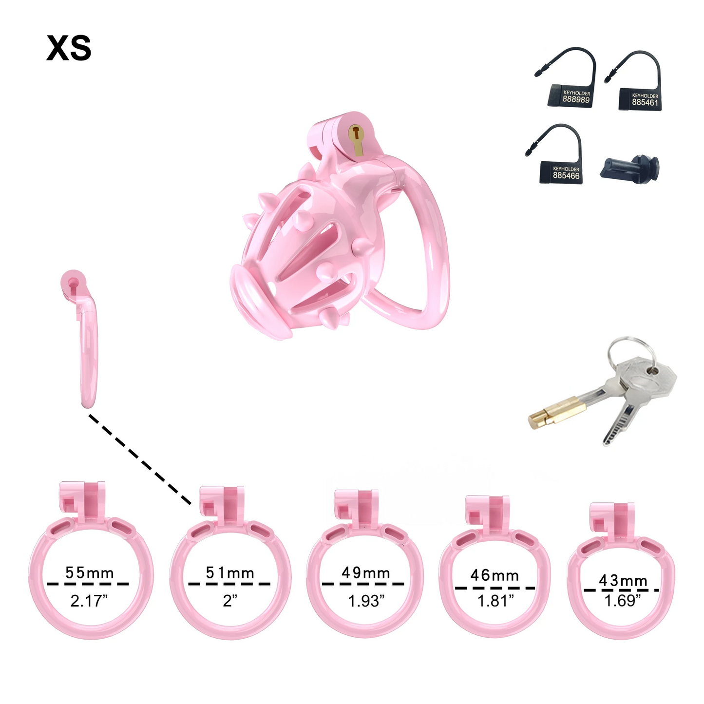 Pink Chastity Cage with Removable Soft Silicone Spikes