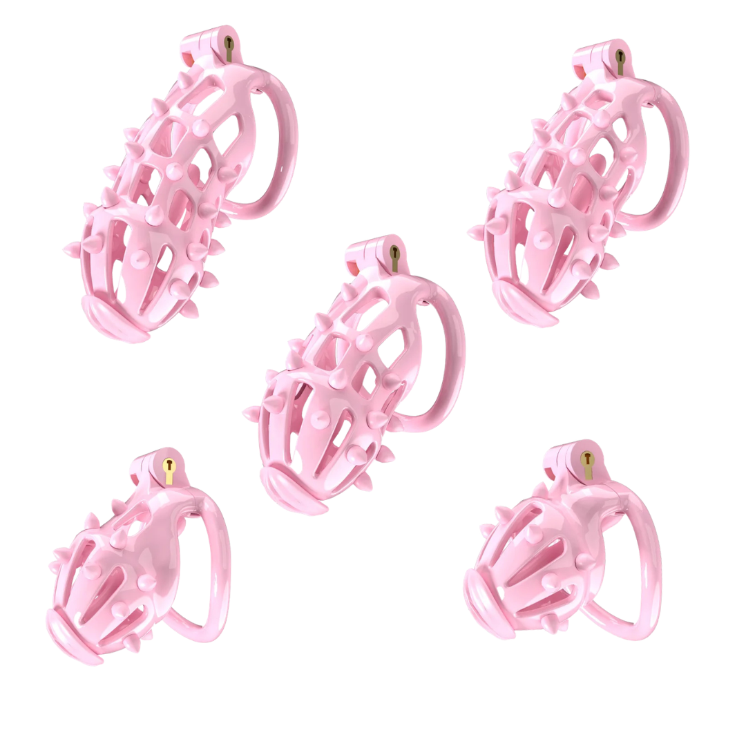 Pink Chastity Cage with Removable Soft Silicone Spikes