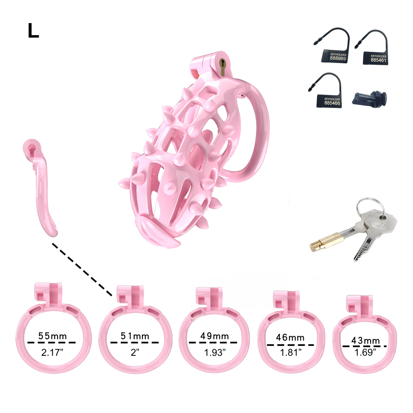 Pink Chastity Cage with Removable Soft Silicone Spikes