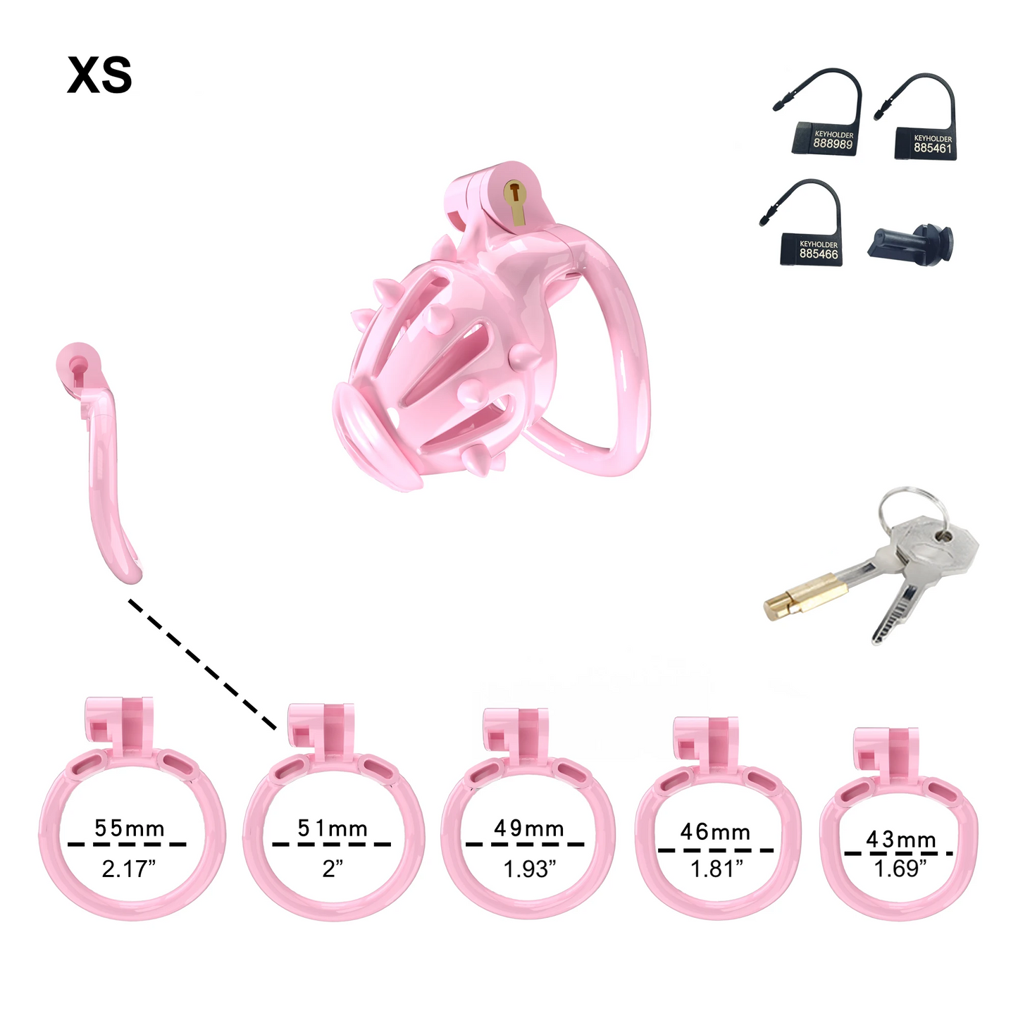 Pink Chastity Cage with Removable Soft Silicone Spikes