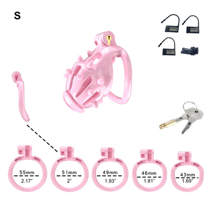 Pink Chastity Cage with Removable Soft Silicone Spikes