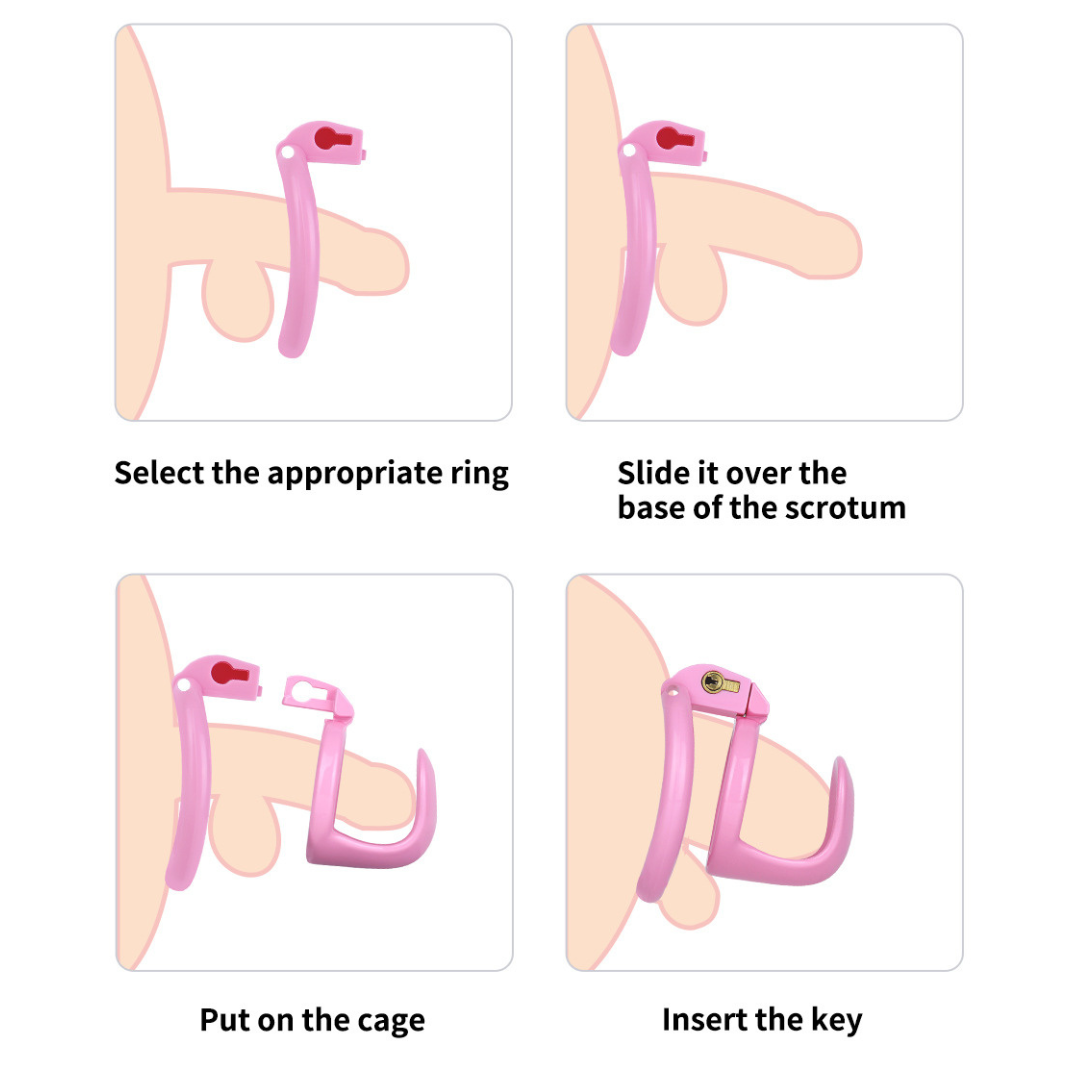 Ultra-Light Small Resin Chastity Cage Black/Pink Sissy BDSM Device Sex Toy Cock Cage