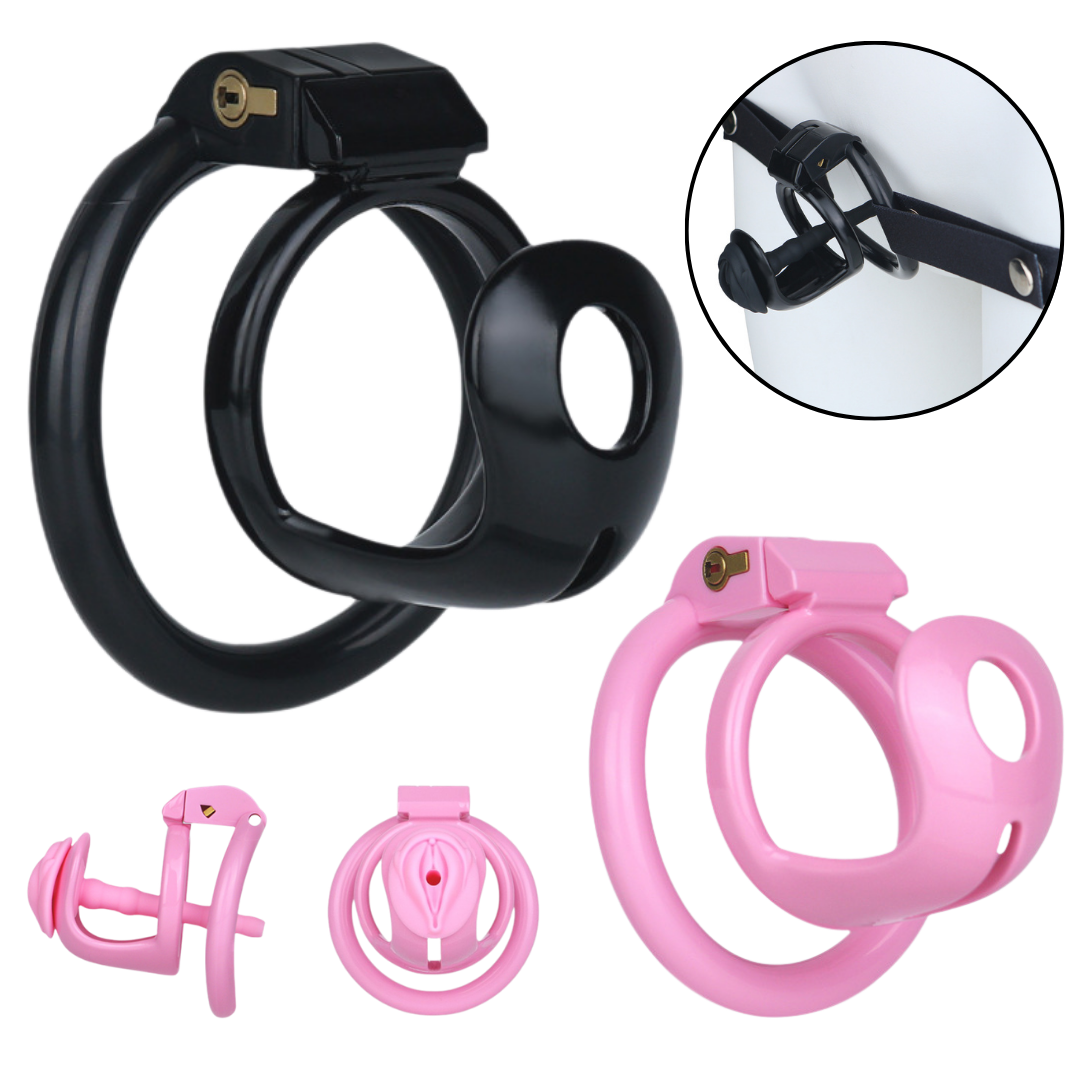 Ultra-Light Small Resin Chastity Cage Black/Pink Sissy BDSM Device Sex Toy Cock Cage
