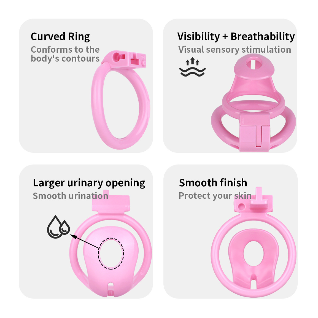 Ultra-Light Small Resin Chastity Cage Black/Pink Sissy BDSM Device Sex Toy Cock Cage