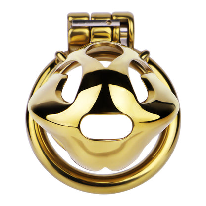 Gold Chastity Cage with Secure Lock – S/M/L