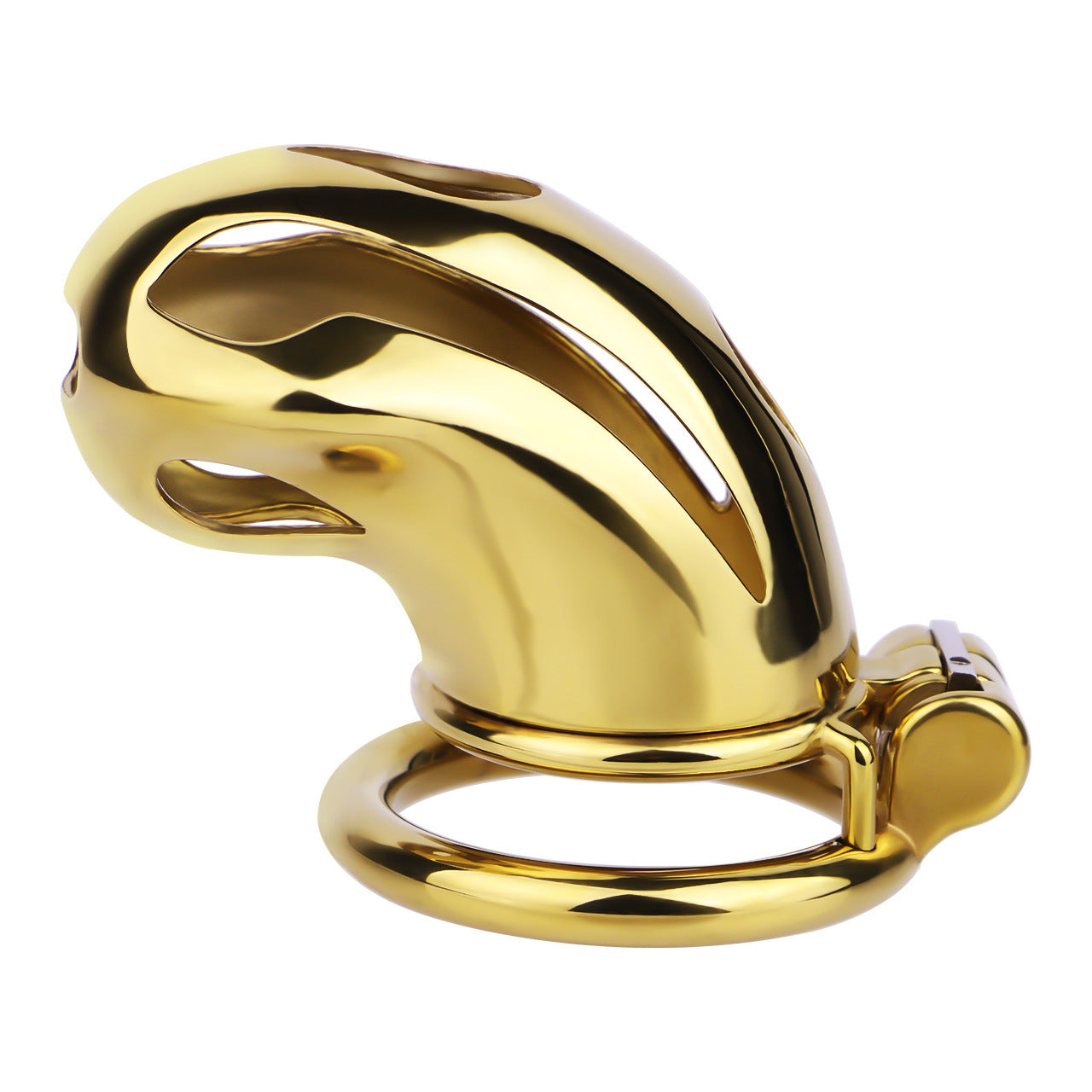 Gold Chastity Cage with Secure Lock – S/M/L