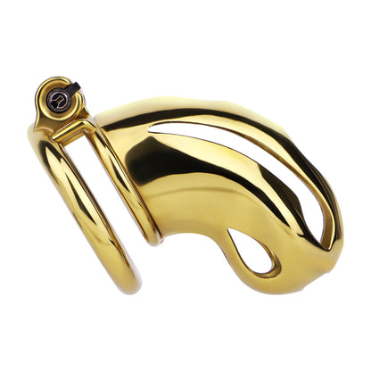 Gold Chastity Cage with Secure Lock – S/M/L