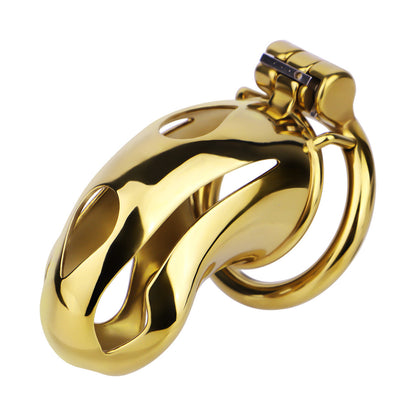Gold Chastity Cage with Secure Lock – S/M/L