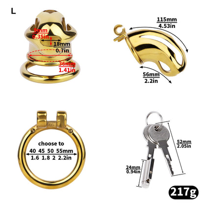 Gold Chastity Cage with Secure Lock – S/M/L