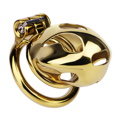 Gold Chastity Cage with Secure Lock – S/M/L