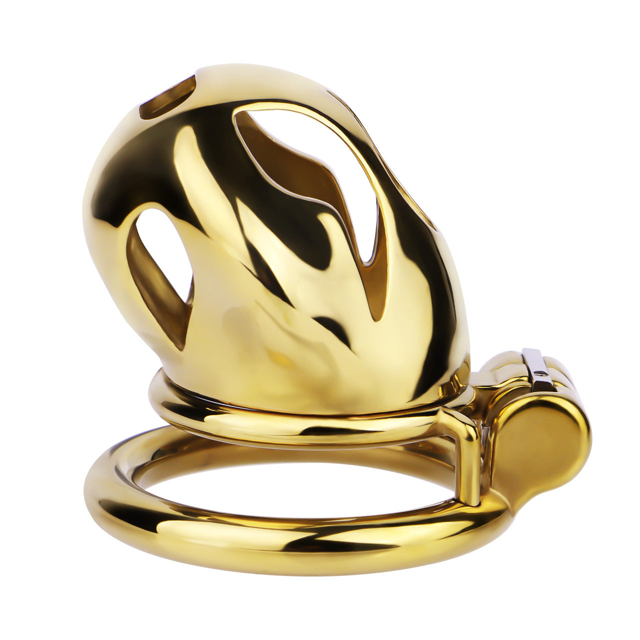 Gold Chastity Cage with Secure Lock – S/M/L