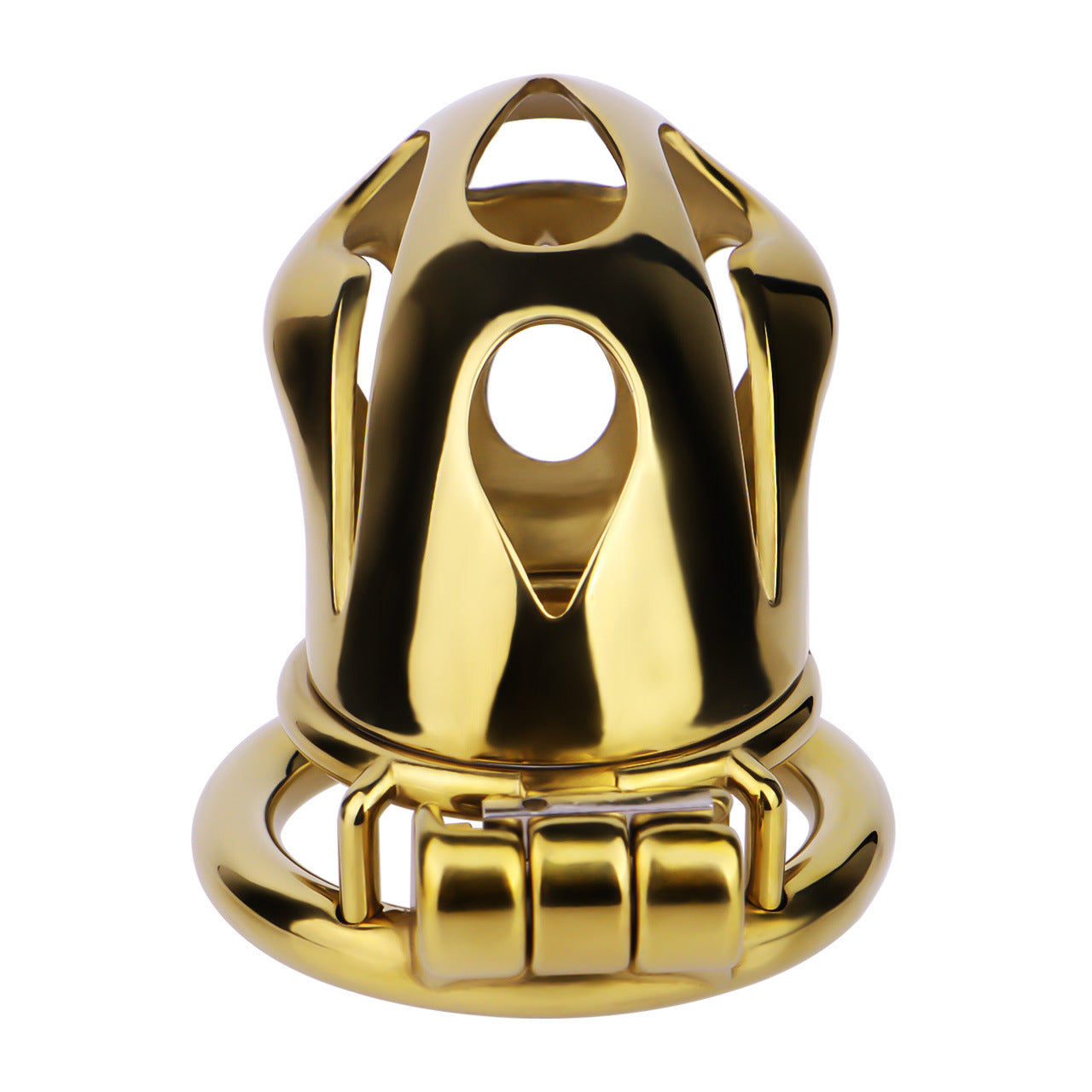 Gold Chastity Cage with Secure Lock – S/M/L