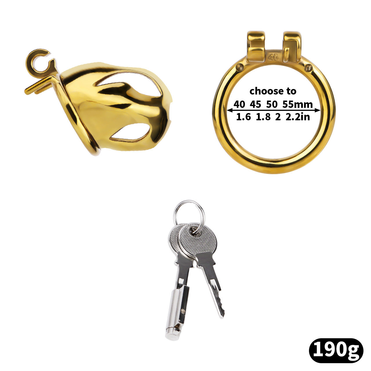 Gold Chastity Cage with Secure Lock – S/M/L