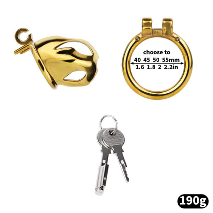 Gold Chastity Cage with Secure Lock – S/M/L