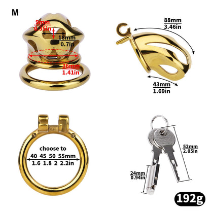 Gold Chastity Cage with Secure Lock – S/M/L