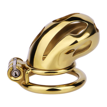 Gold Chastity Cage with Secure Lock – S/M/L
