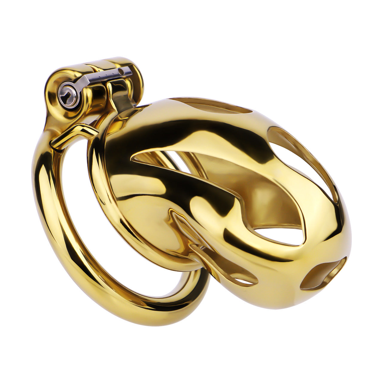 Gold Chastity Cage with Secure Lock – S/M/L