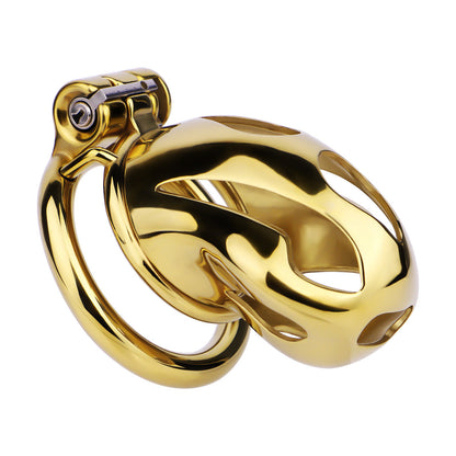 Gold Chastity Cage with Secure Lock – S/M/L