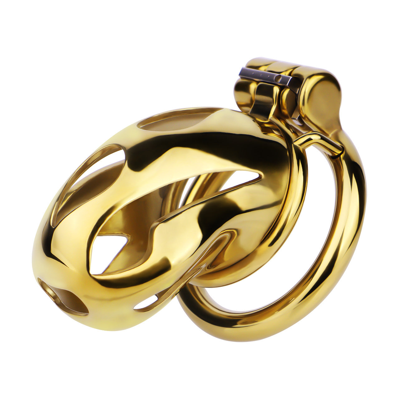 Gold Chastity Cage with Secure Lock – S/M/L