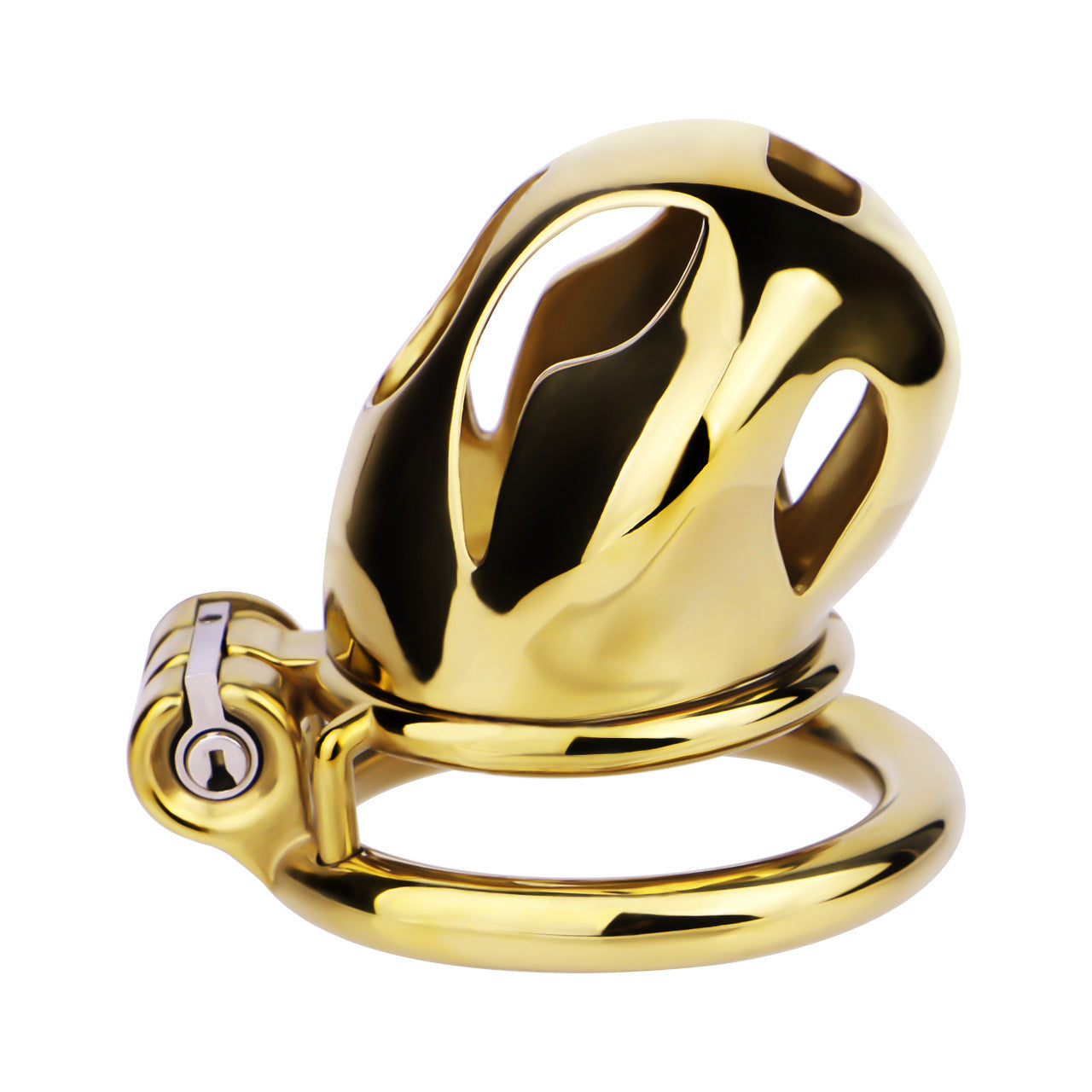Gold Chastity Cage with Secure Lock – S/M/L