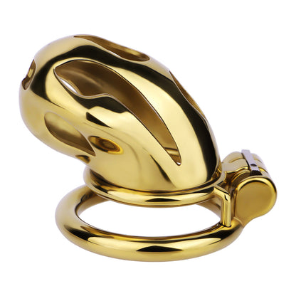 Gold Chastity Cage with Secure Lock – S/M/L