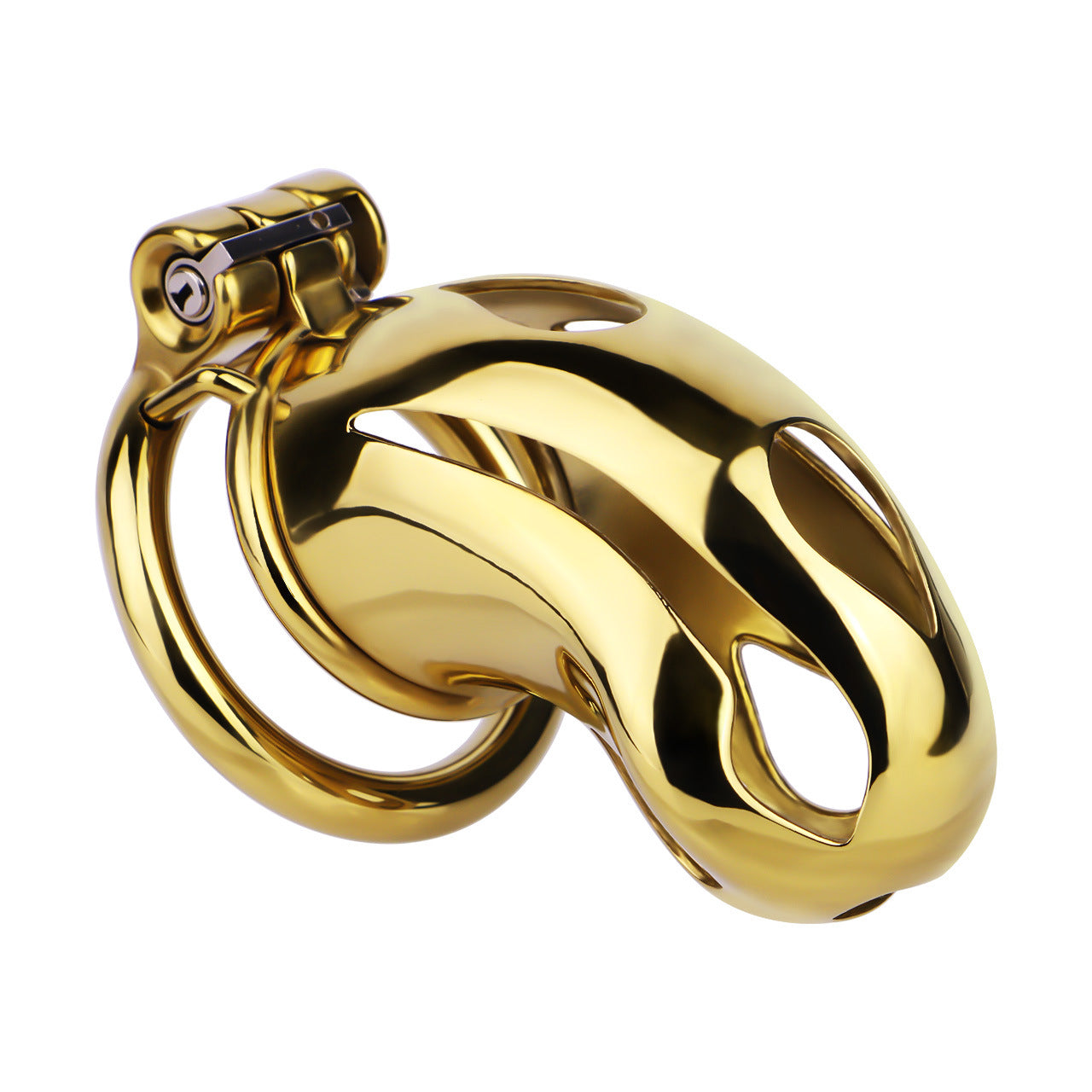 Gold Chastity Cage with Secure Lock – S/M/L