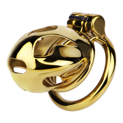 Gold Chastity Cage with Secure Lock – S/M/L