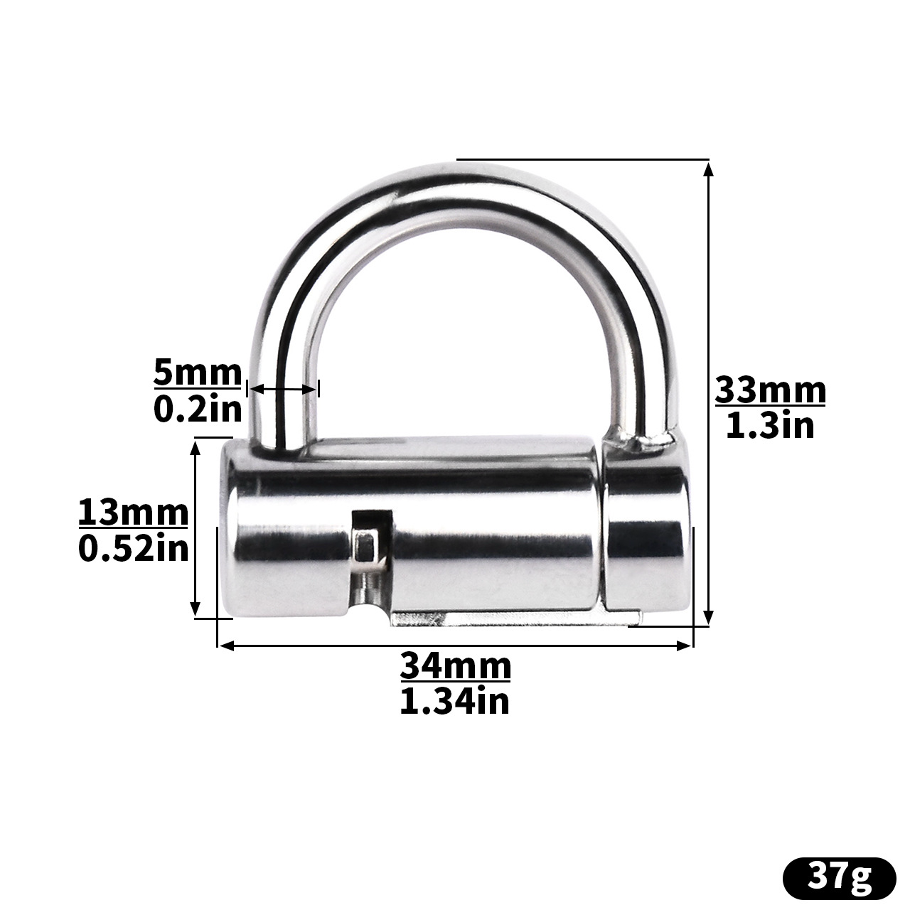 Stainless Steel Male PA Chastity Lock Penis Piercing D-Lock Ring Prince Albert Chastity Cage