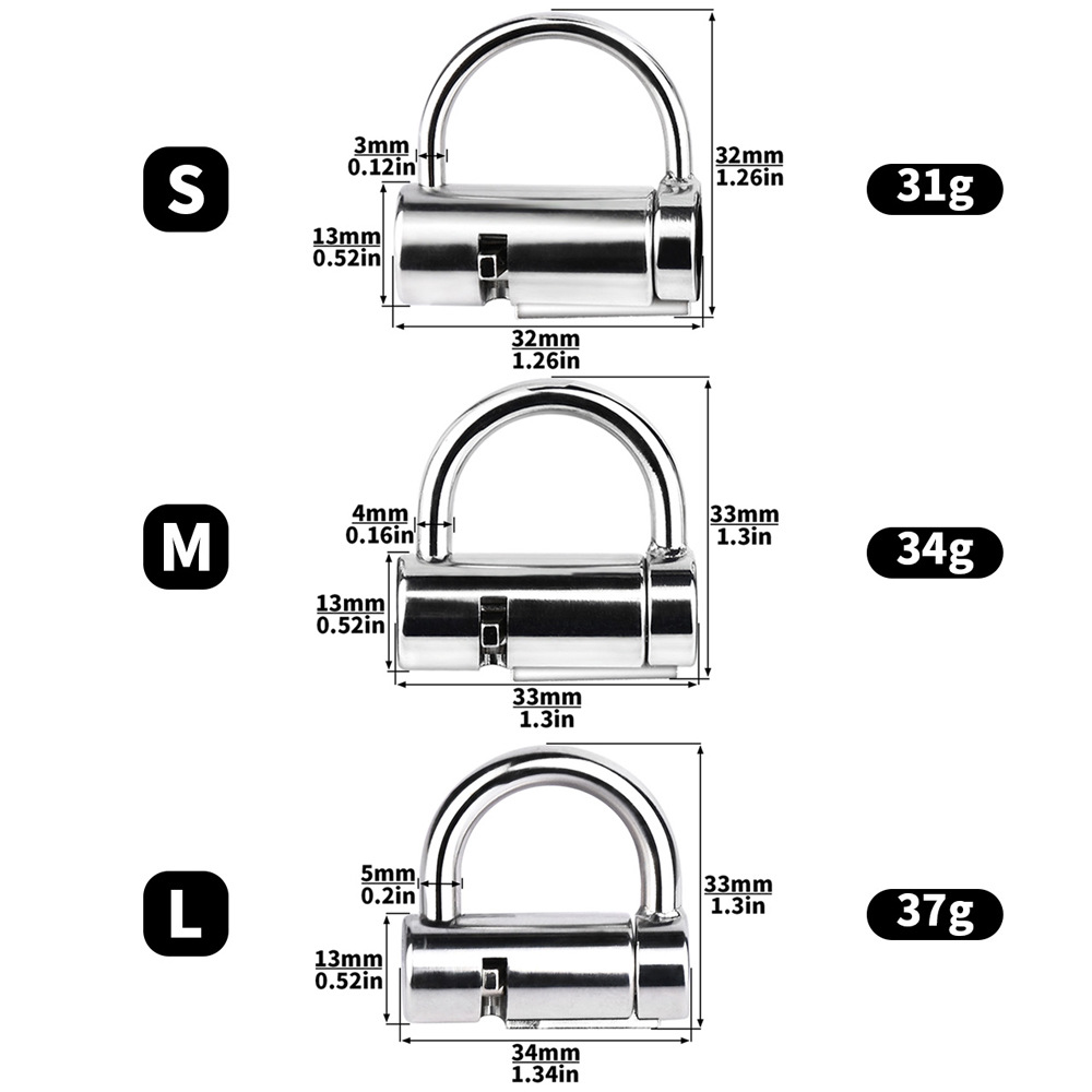 Stainless Steel Male PA Chastity Lock Penis Piercing D-Lock Ring Prince Albert Chastity Cage