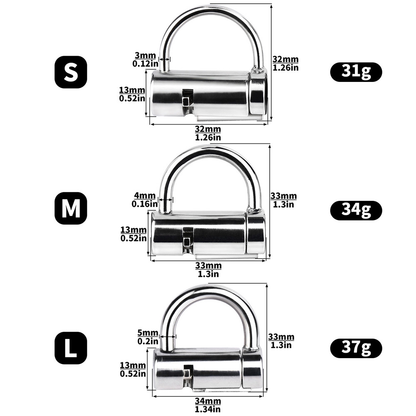 Stainless Steel Male PA Chastity Lock Penis Piercing D-Lock Ring Prince Albert Chastity Cage