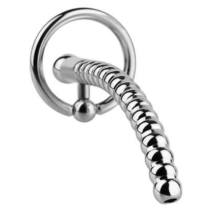Stainless Steel PA Urethral Sounding Rod with Rotating Glans Ring for Men BDSM Sex Torment Toy