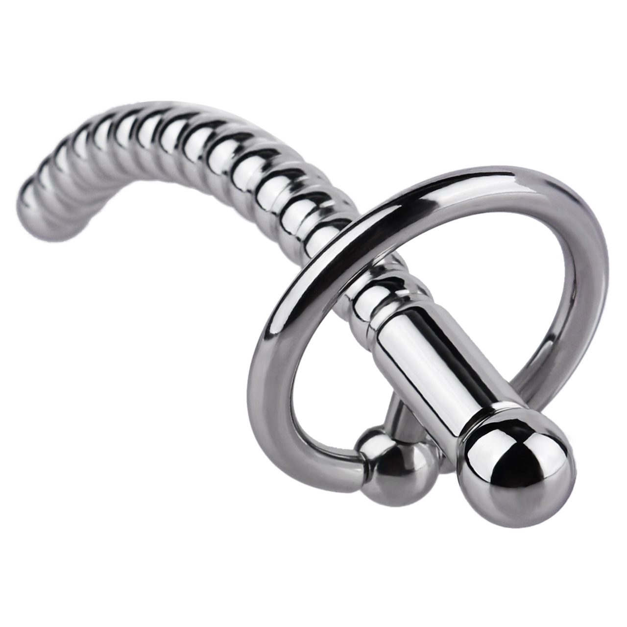 Stainless Steel PA Urethral Sounding Rod with Rotating Glans Ring for Men BDSM Sex Torment Toy