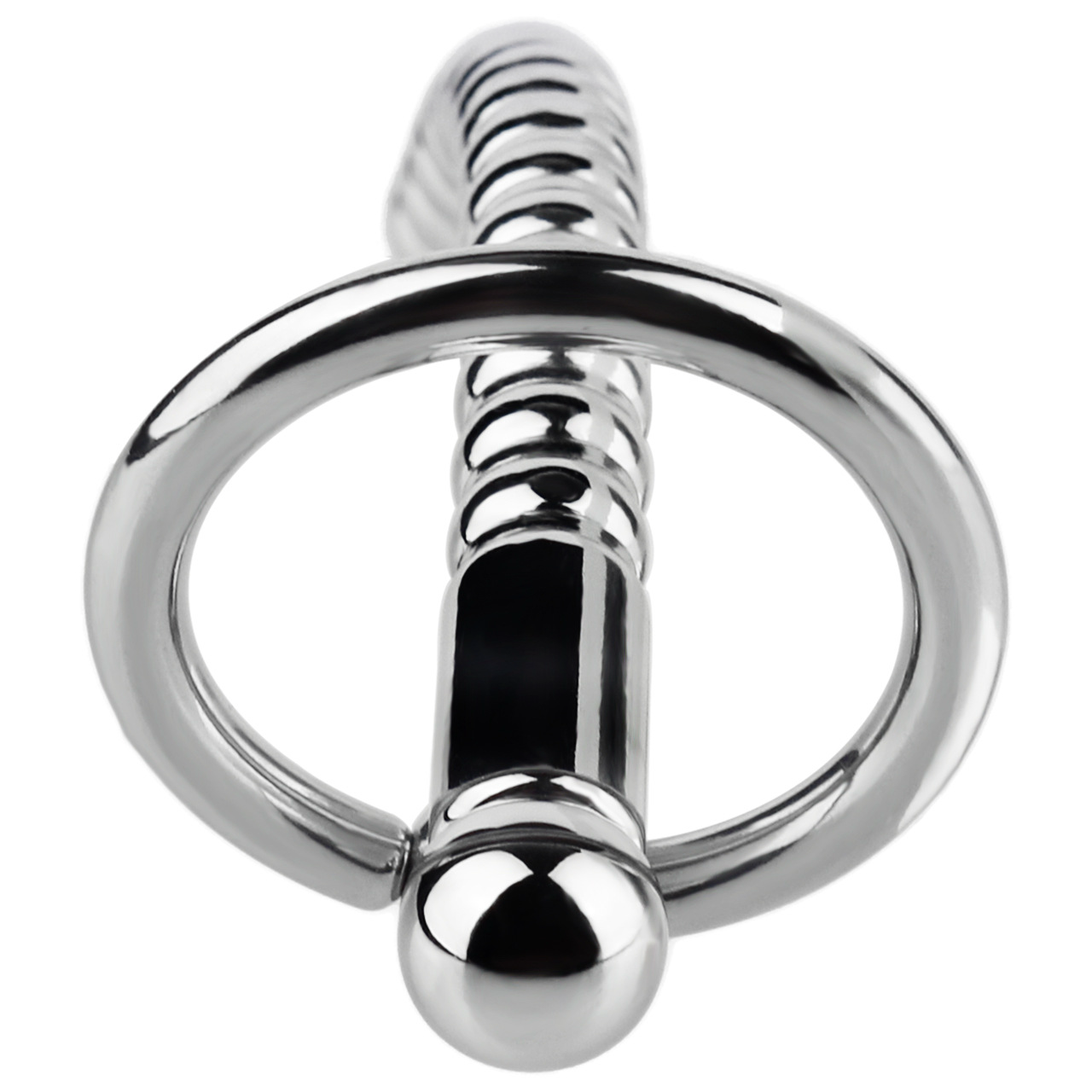 Stainless Steel PA Urethral Sounding Rod with Rotating Glans Ring for Men BDSM Sex Torment Toy