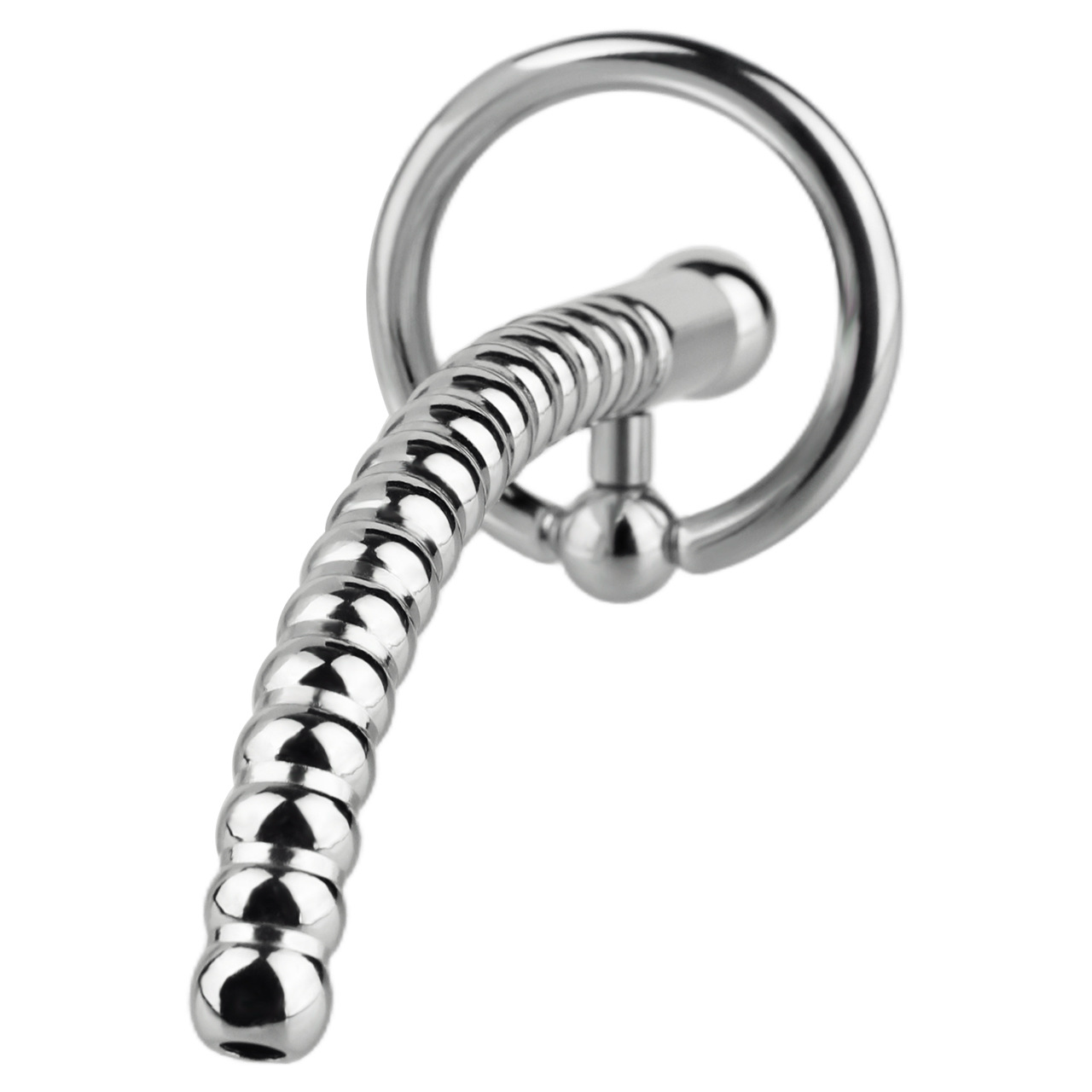 Stainless Steel PA Urethral Sounding Rod with Rotating Glans Ring for Men BDSM Sex Torment Toy