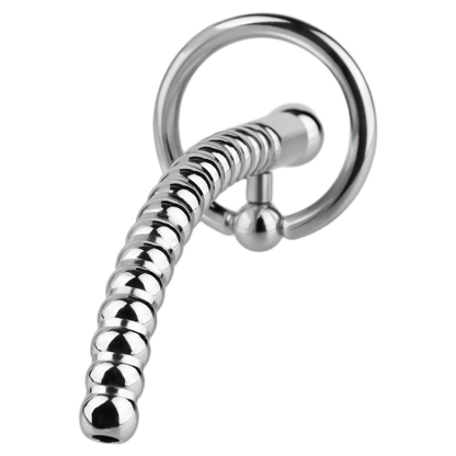 Stainless Steel PA Urethral Sounding Rod with Rotating Glans Ring for Men BDSM Sex Torment Toy