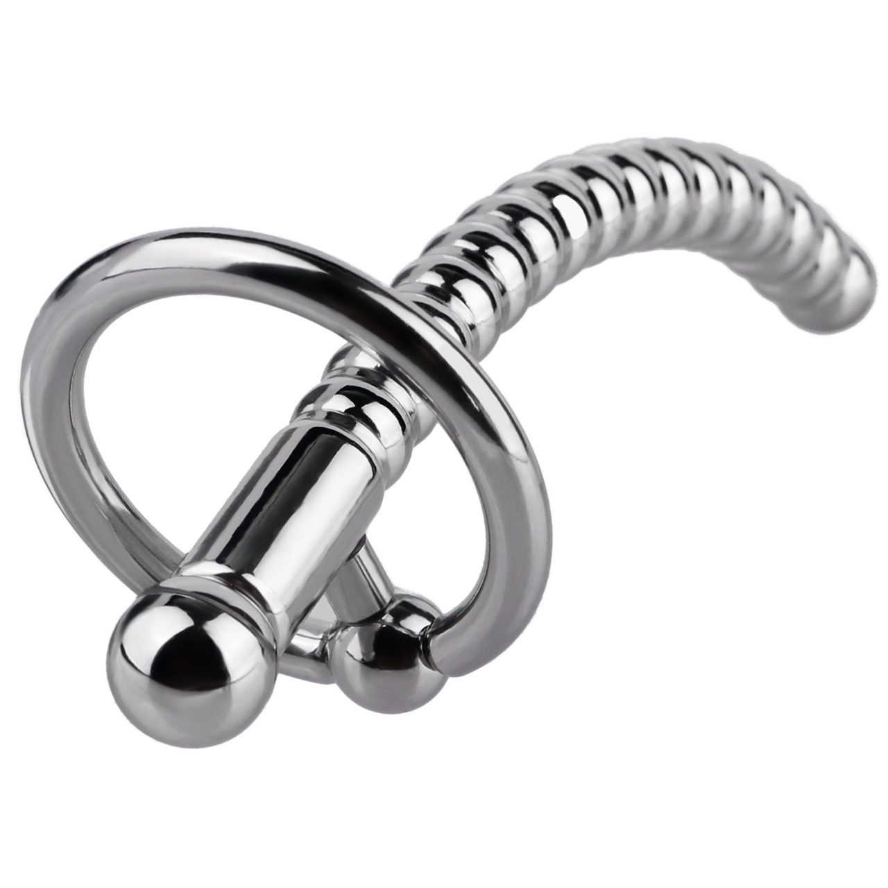 Stainless Steel PA Urethral Sounding Rod with Rotating Glans Ring for Men BDSM Sex Torment Toy