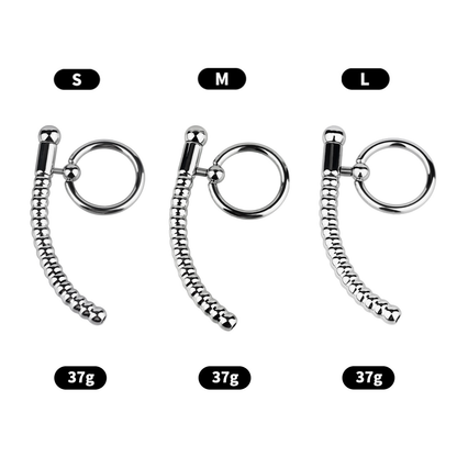 Stainless Steel PA Urethral Sounding Rod with Rotating Glans Ring for Men BDSM Sex Torment Toy