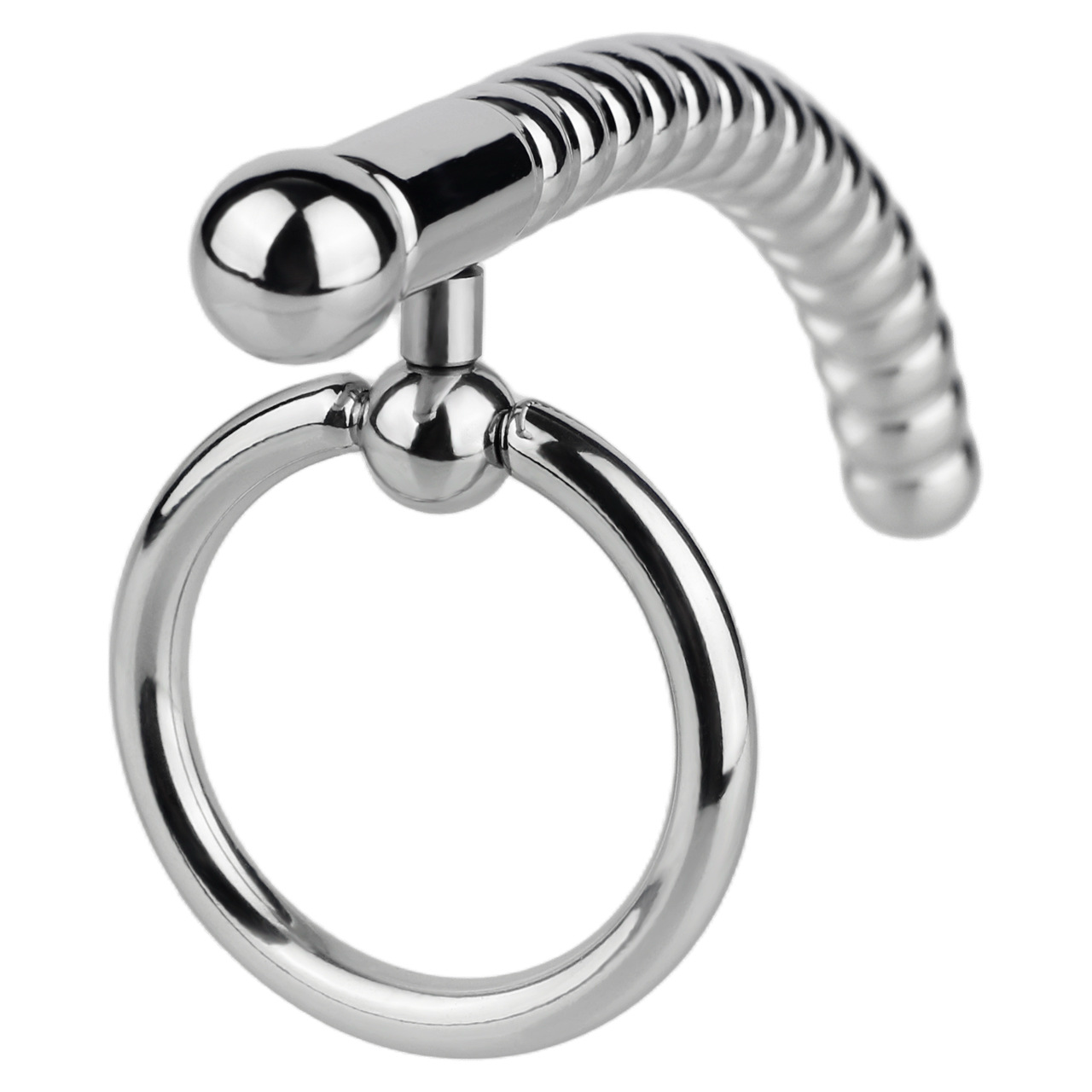 Stainless Steel PA Urethral Sounding Rod with Rotating Glans Ring for Men BDSM Sex Torment Toy