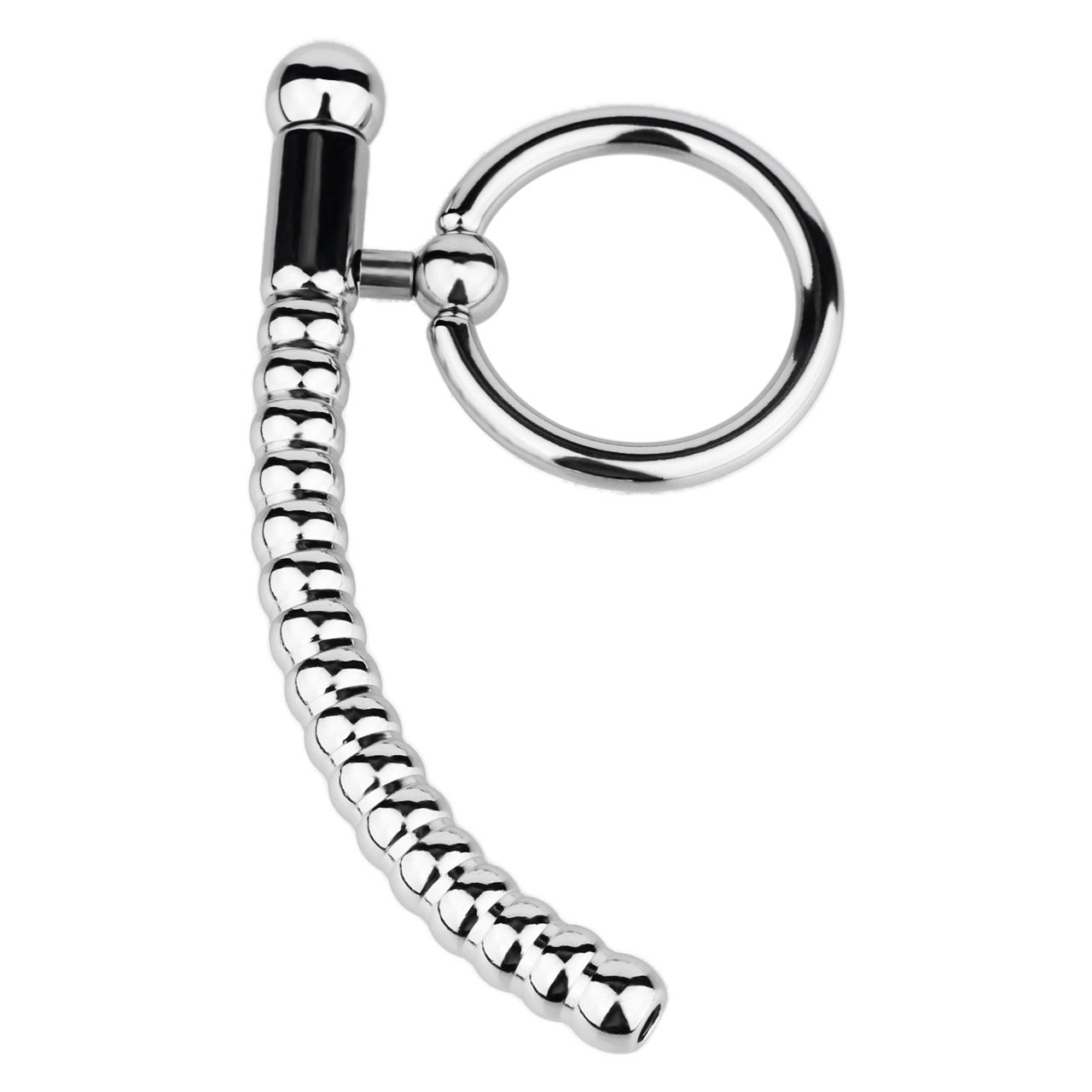 Stainless Steel PA Urethral Sounding Rod with Rotating Glans Ring for Men BDSM Sex Torment Toy