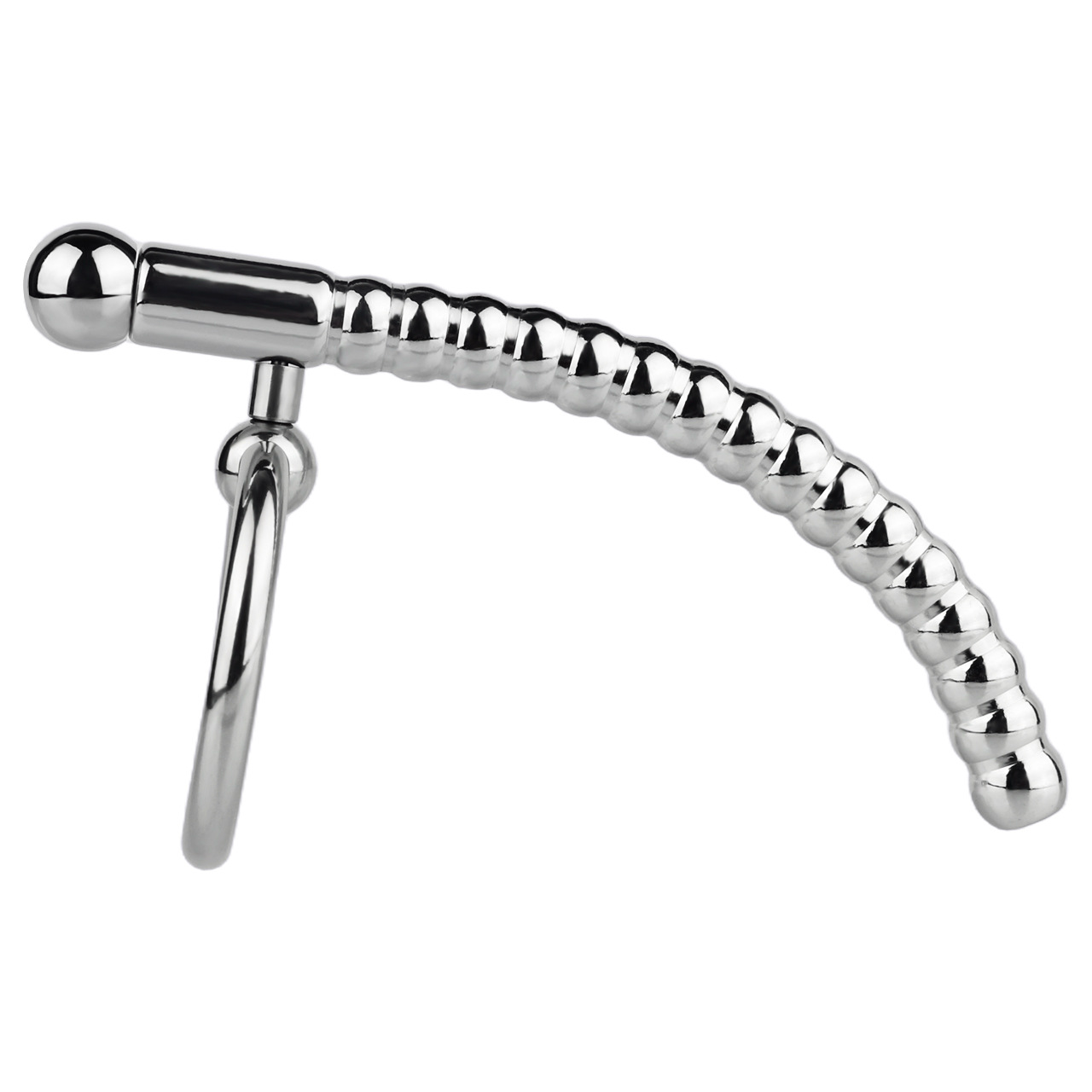 Stainless Steel PA Urethral Sounding Rod with Rotating Glans Ring for Men BDSM Sex Torment Toy