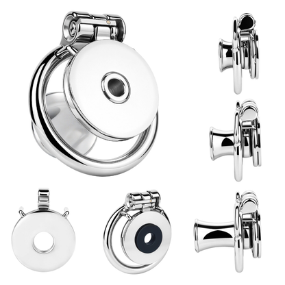 Stainless Steel Flat Chastity Cage with Inverted Plug