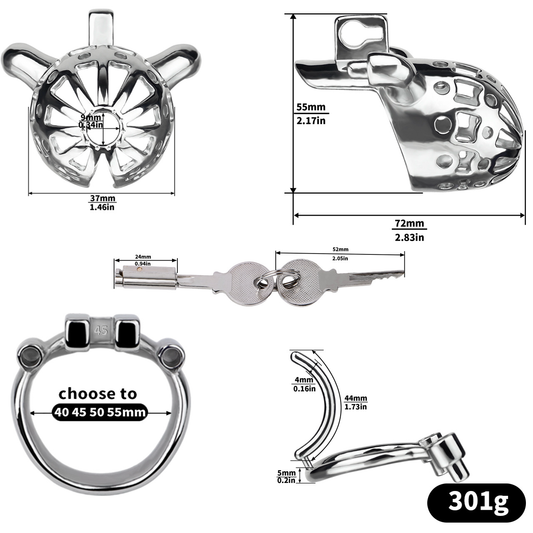 Breathable Stainless Steel PA Chastity Cage Prince Albert Penis Piercing Cock Lock