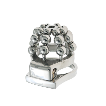 Beaded Metal Chastity Cage with Removable Urethral Catheter Penis Massage Cock Lock